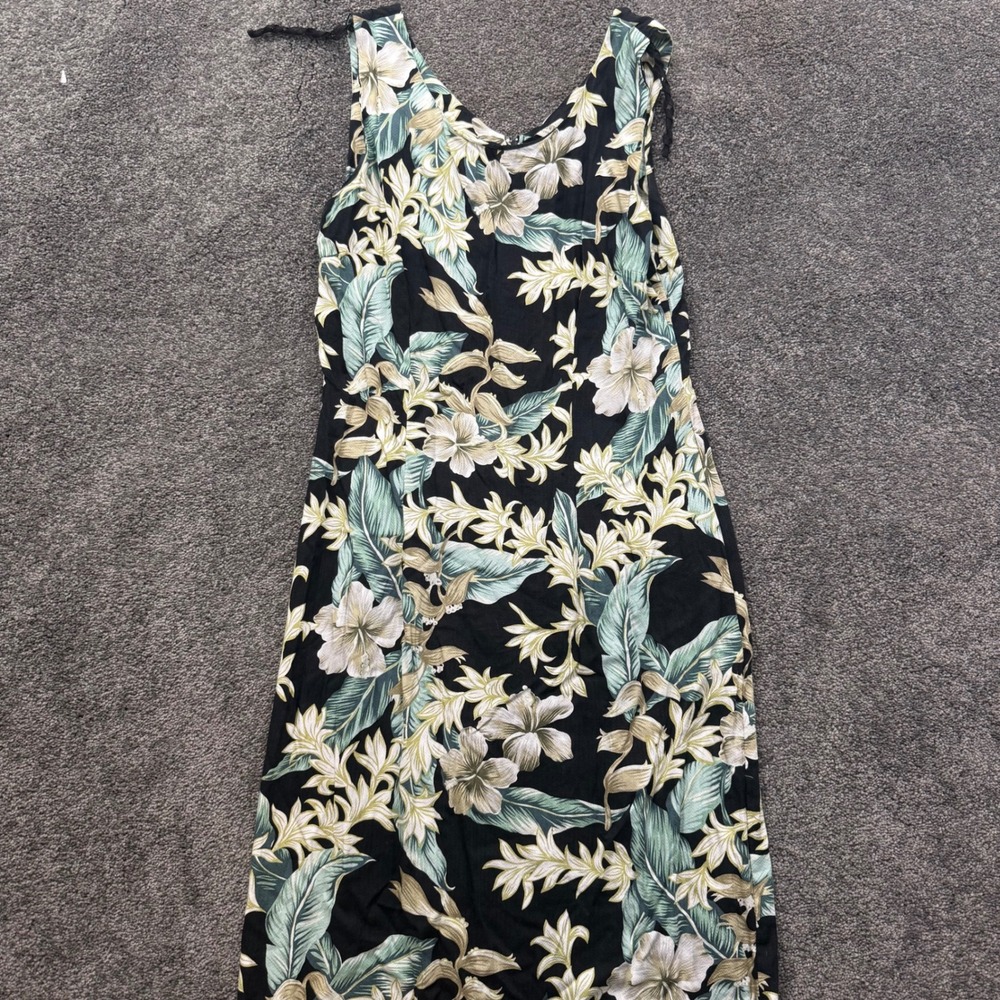 Sandwich Isle Clothing Company Tropical Floral Maxi Dress Black Green Large